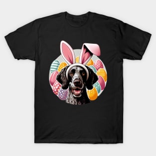 Pudelpointer Enjoys Easter with Festive Bunny Ears T-Shirt